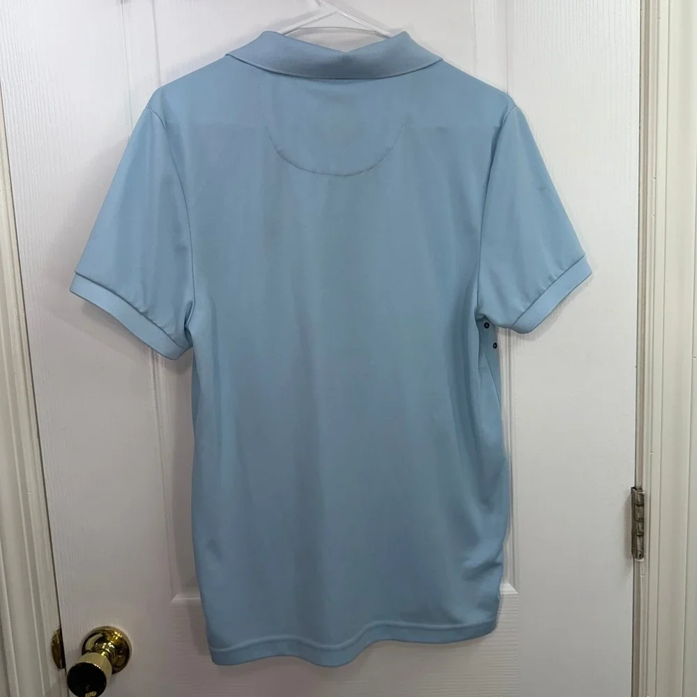 Albert Morris light blue embroidered collared breathable polo shirt casual small